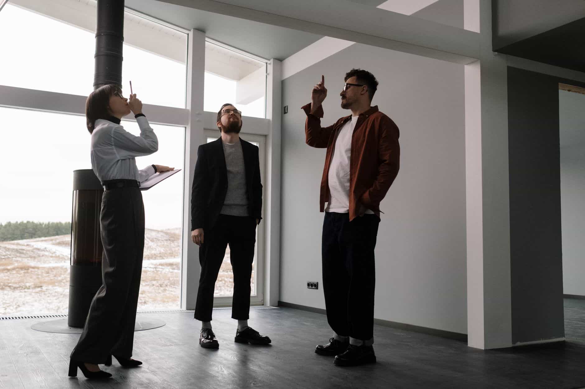 Real estate professionals discussing plans