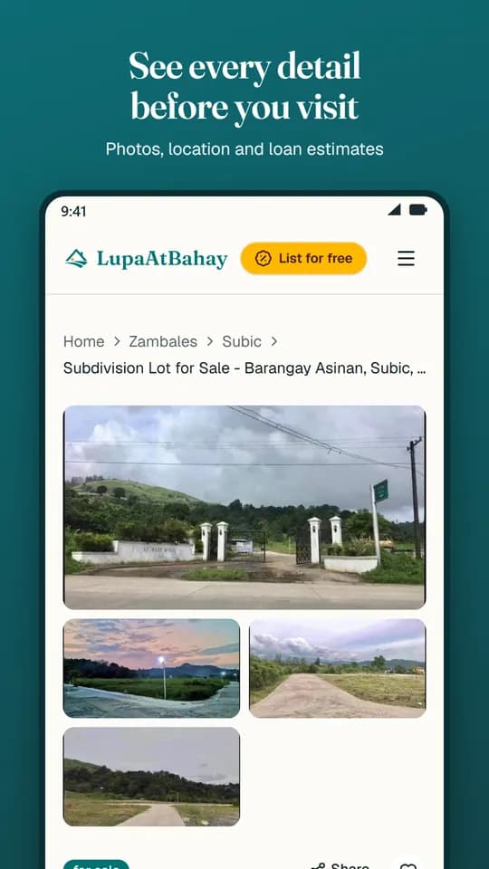 A listing's photos, location and details before you visit