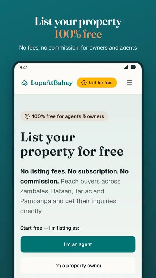 List your property 100% free: no fees, no commission